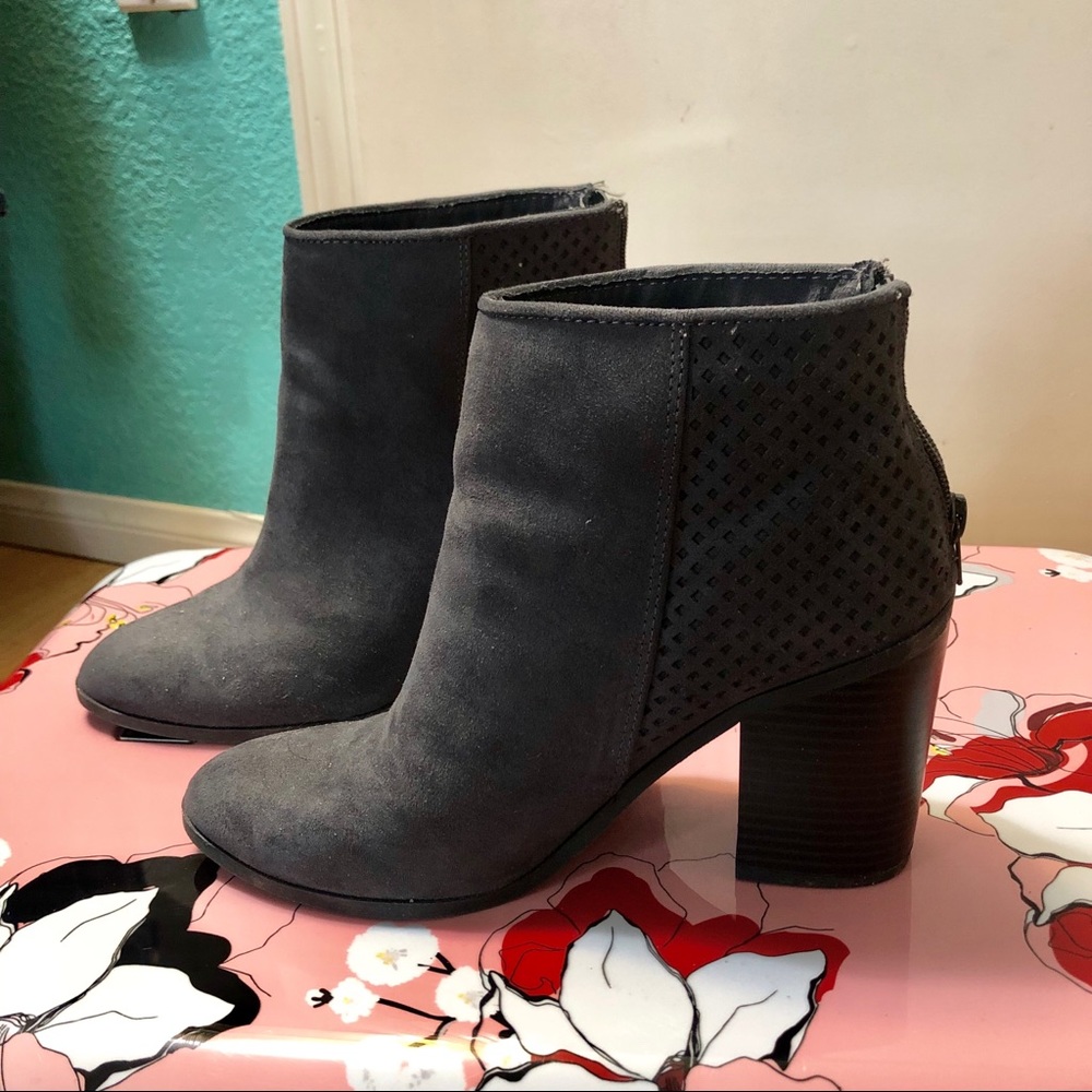 Grey heel booties